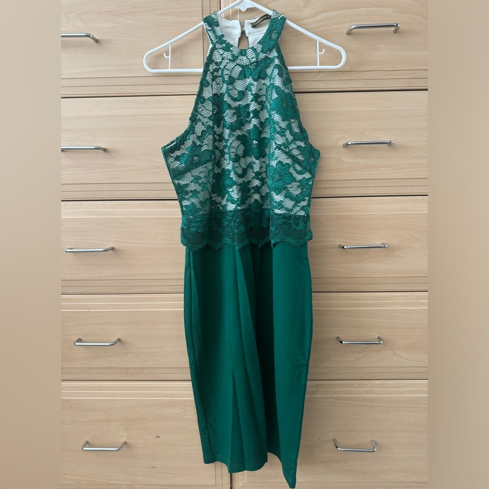 Amazon Green Sheath Halter Midi Dress
